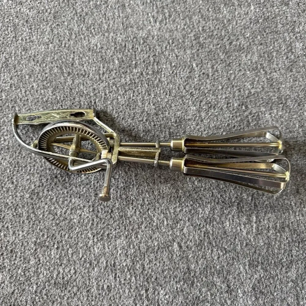 Vintage Hand Crank Mixer Egg Beater Stainless Steel No Plastic Handle Japan